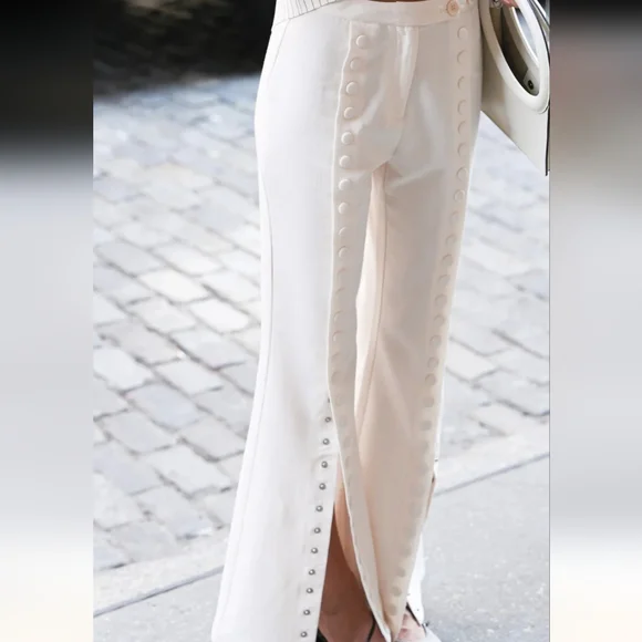 NWT Fabio Linen Mid-rise Snap Wide-leg Trousers By Yellow The Label  Size XS - Picture 5 of 12